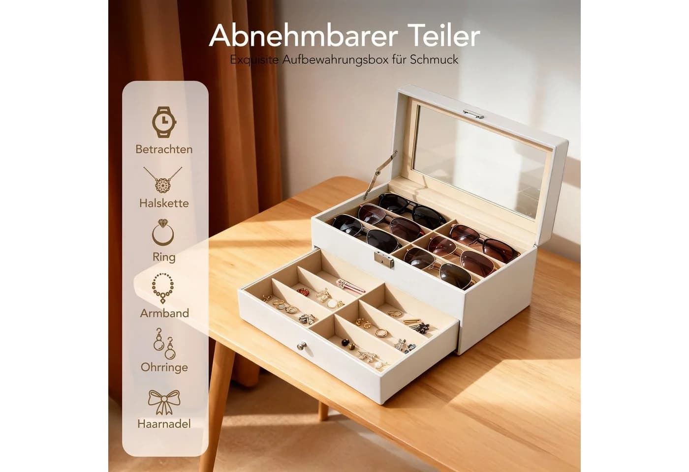 Youyijia Brillenkoffer 8 Fächer Schwarz Kunstleder - Bild 4