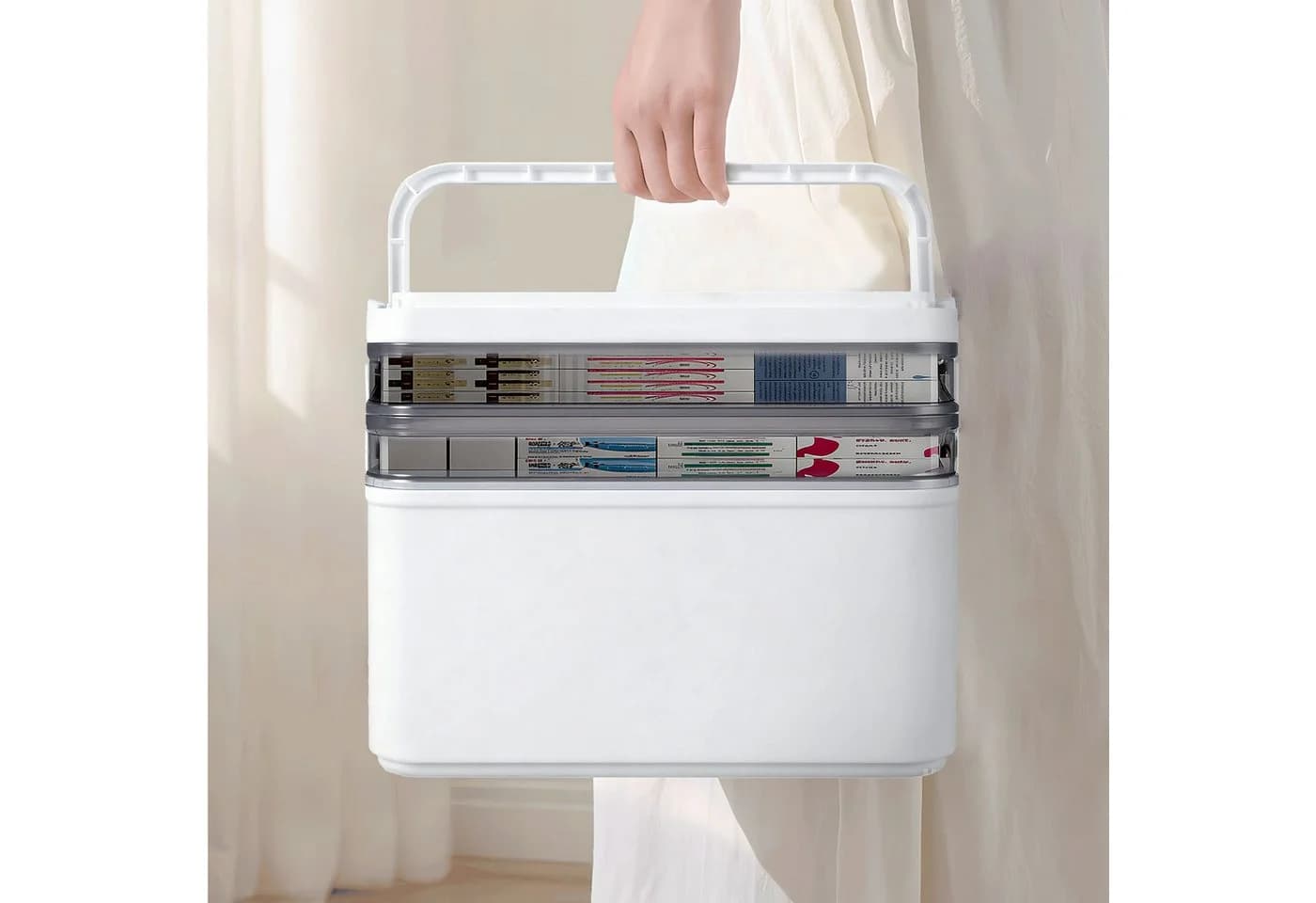 Youyijia 3-lagige Medizinbox Aufbewahrungsbox Weiß