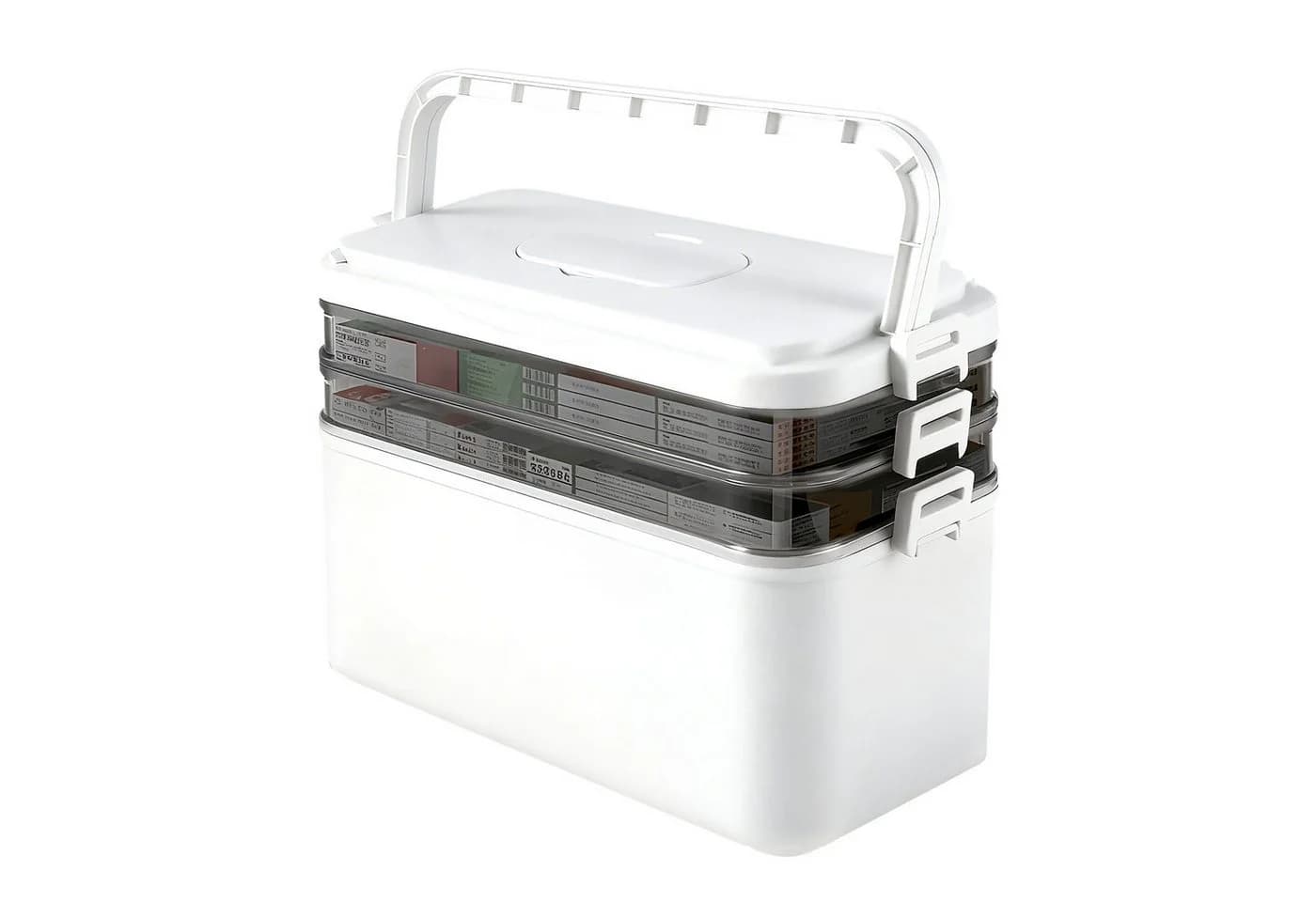 Youyijia 3-lagige Medizinbox Aufbewahrungsbox Weiß - Bild 2