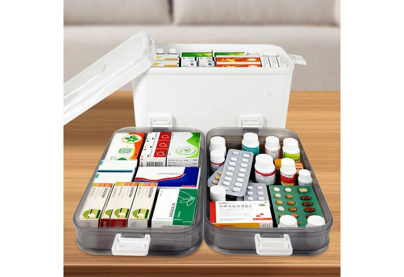 Youyijia 3-lagige Medizinbox Aufbewahrungsbox Weiß - Bild 3