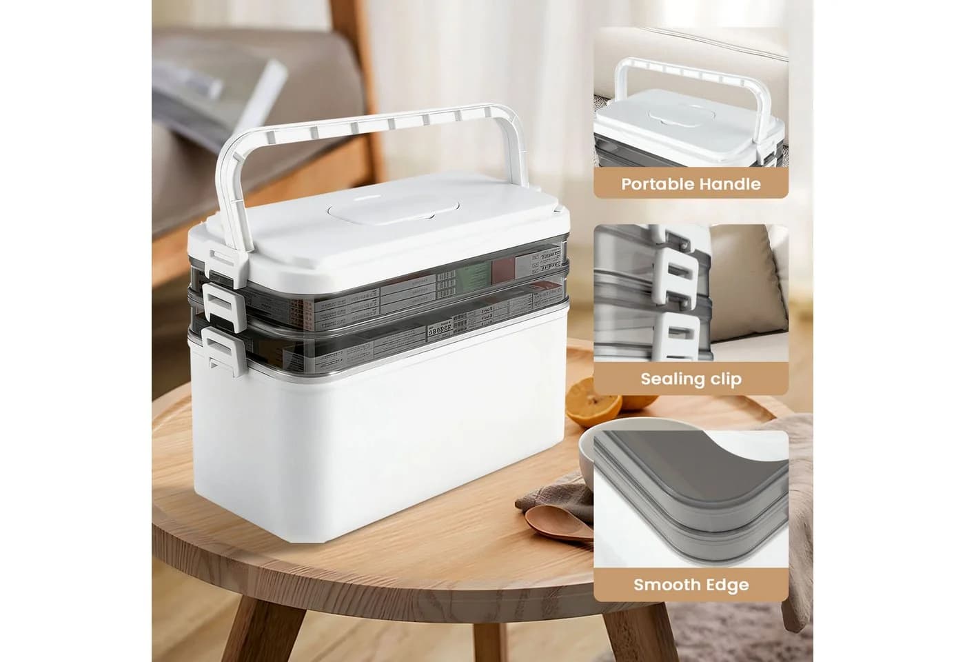 Youyijia 3-lagige Medizinbox Aufbewahrungsbox Weiß - Bild 5