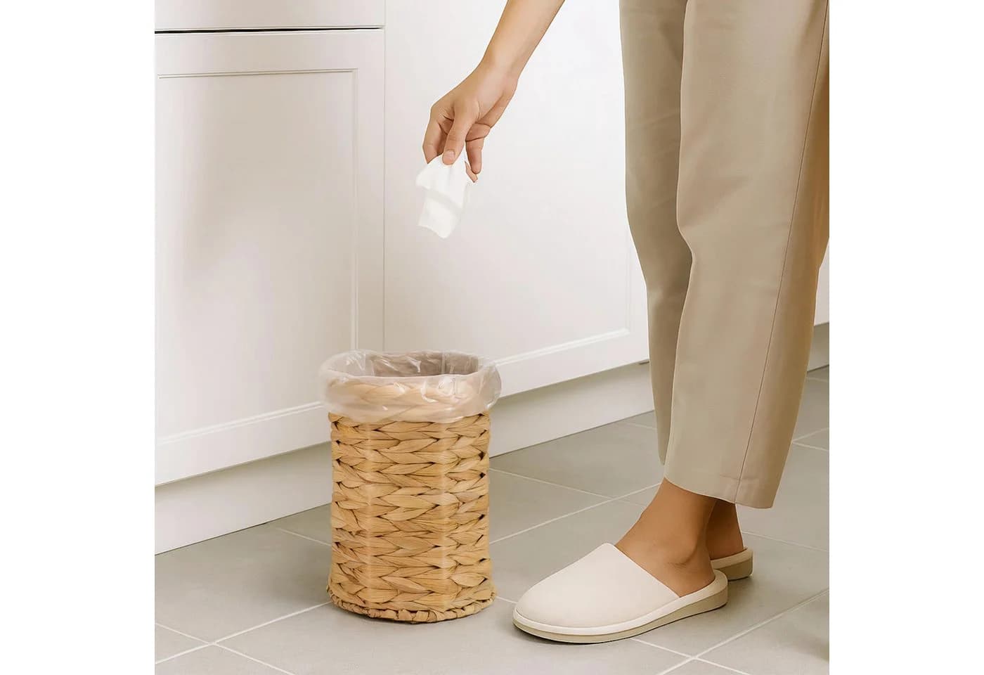 Youyijia Geflochtener Mülleimer mit Deckel Braun - Bild 3