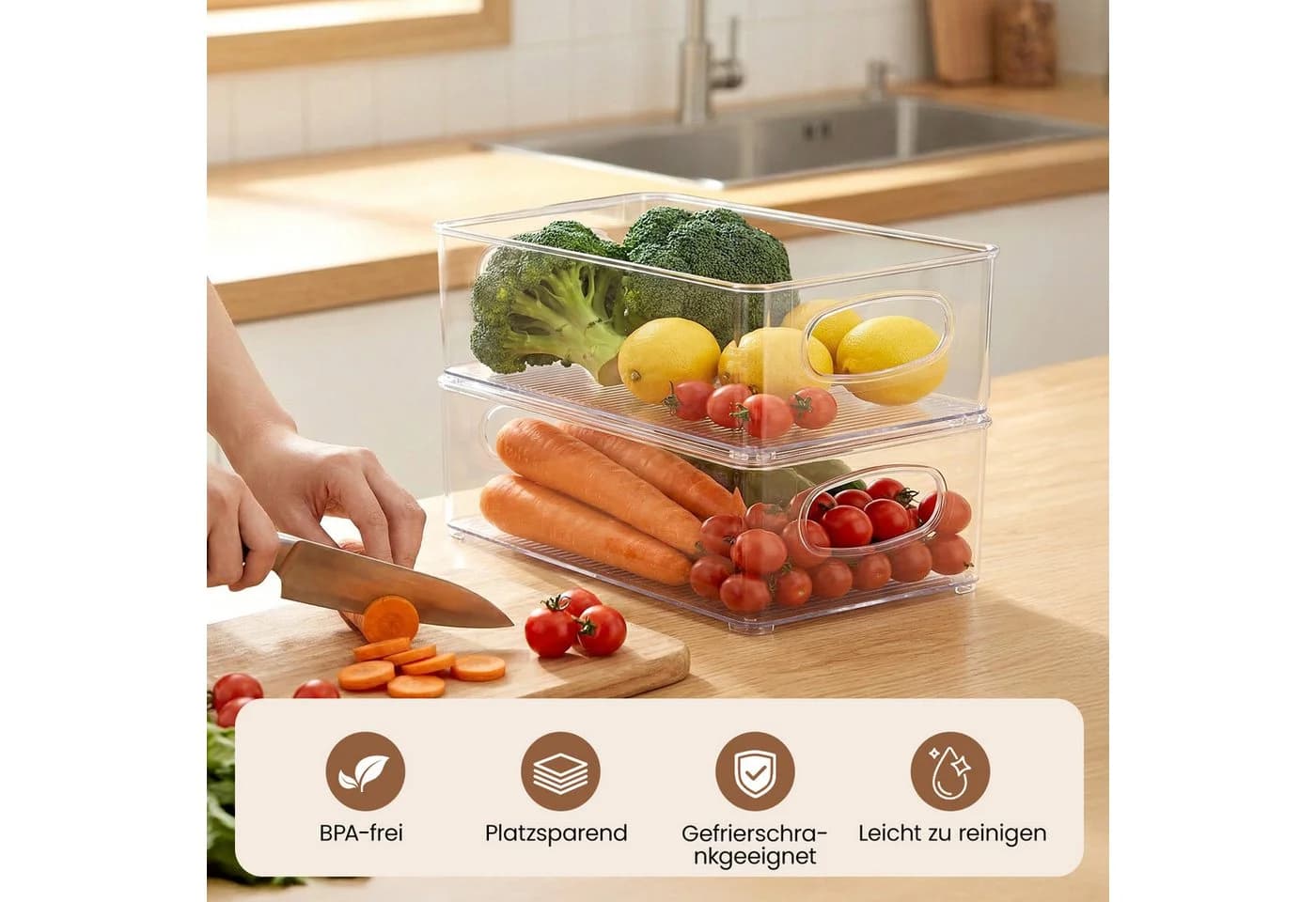 Youyijia Aufbewahrungsbox Kühlschrank Organizer Set 6er Stapelbar Transparent
