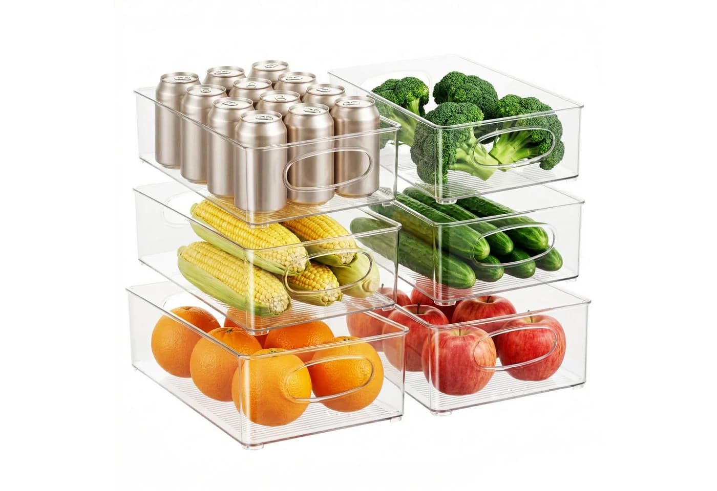 Youyijia Aufbewahrungsbox Kühlschrank Organizer Set 6er Stapelbar Transparent - Bild 2