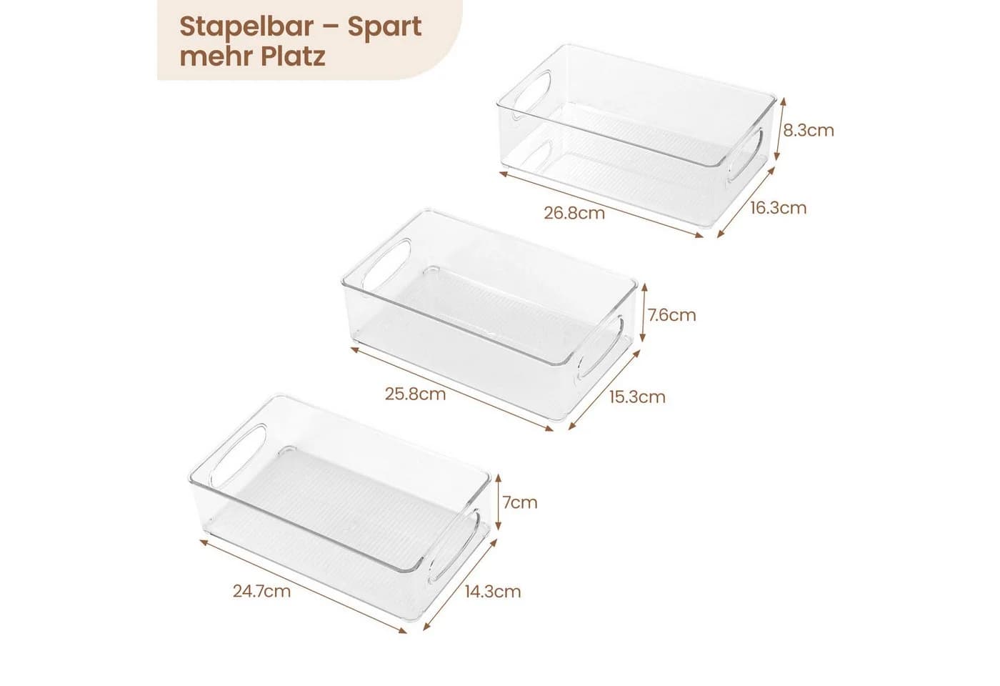 Youyijia Aufbewahrungsbox Kühlschrank Organizer Set 6er Stapelbar Transparent - Bild 3