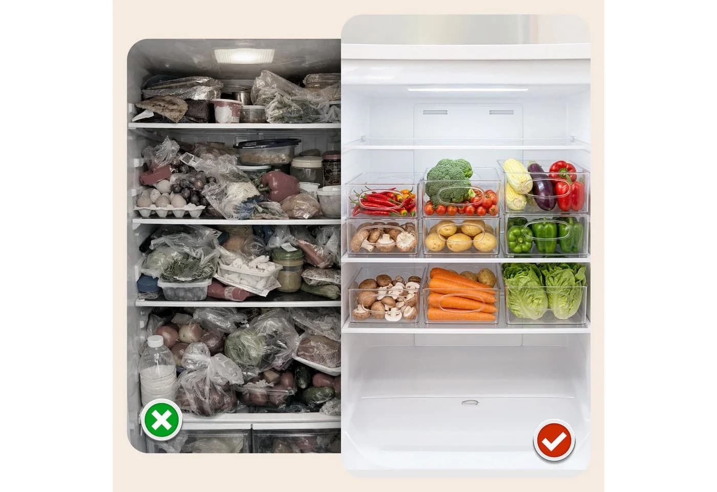 Youyijia Aufbewahrungsbox Kühlschrank Organizer Set 6er Stapelbar Transparent - Bild 4