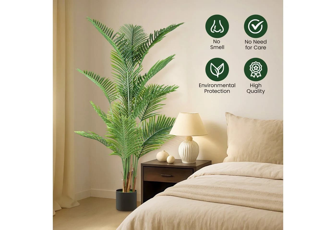 Youyijia Kunstpalme 180 cm Areca Palme Grün im Topf - Bild 4