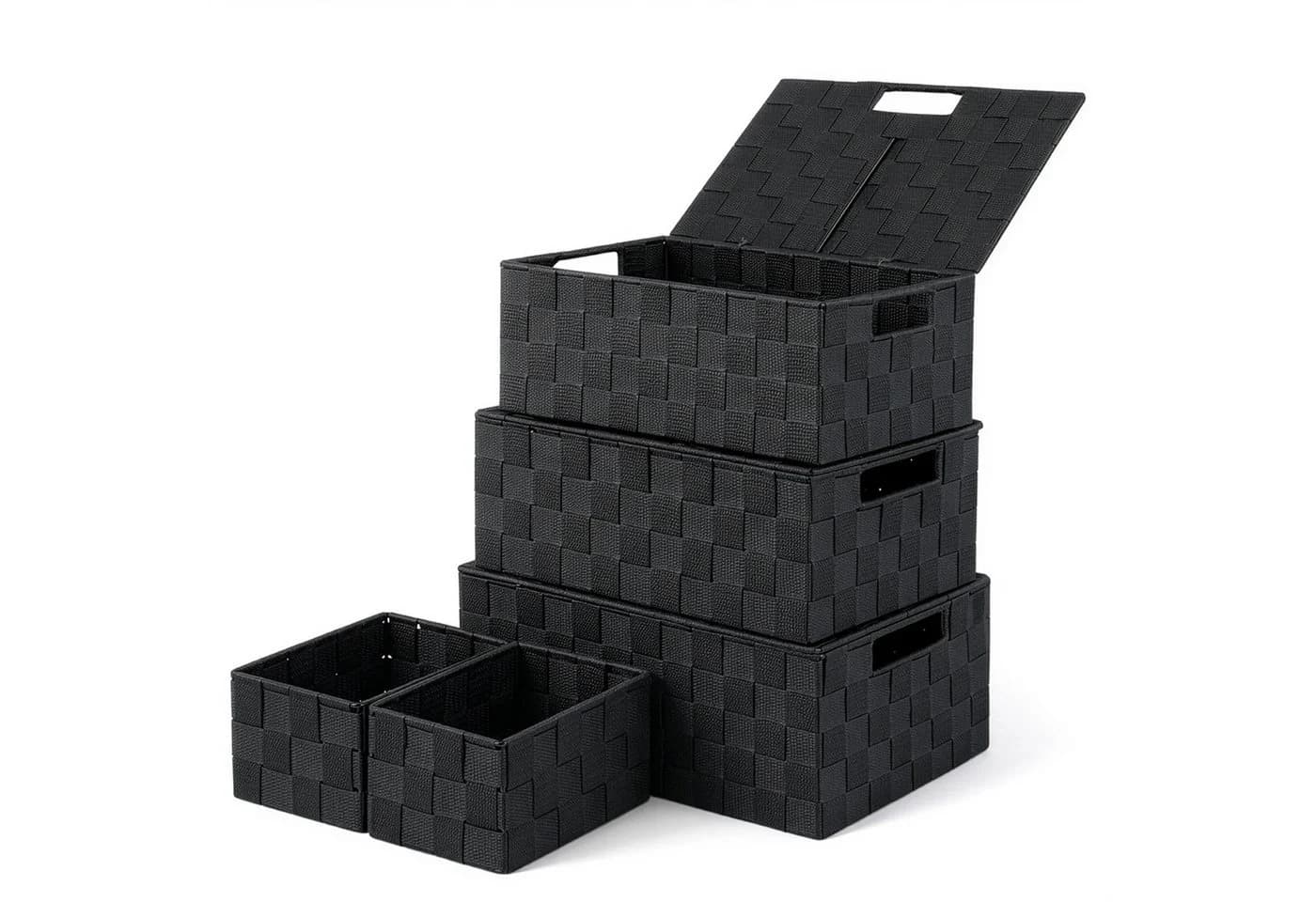Youyijia Aufbewahrungskorb 5er-Set Stapelbar Schwarz - Bild 2