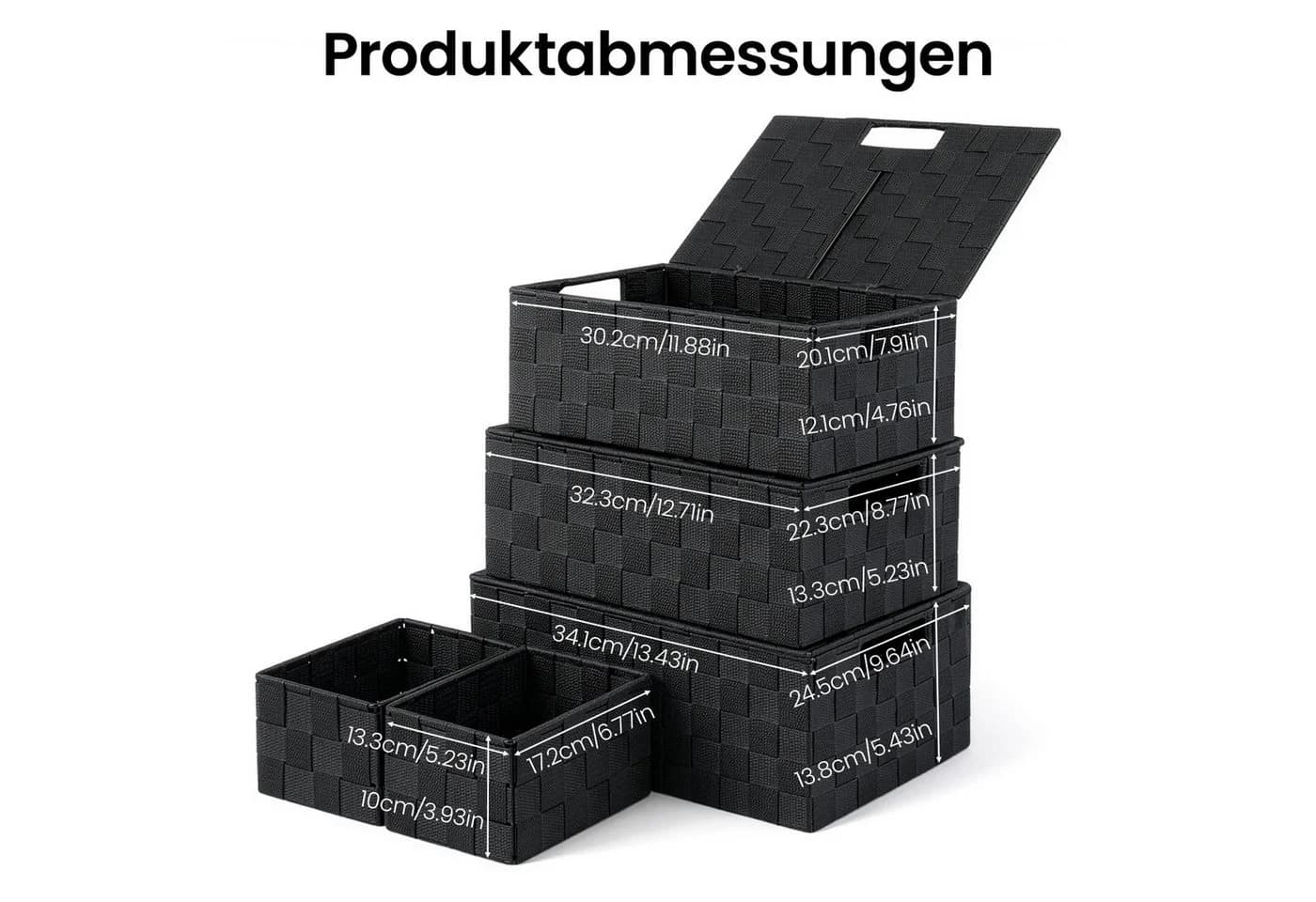 Youyijia Aufbewahrungskorb 5er-Set Stapelbar Schwarz - Bild 4