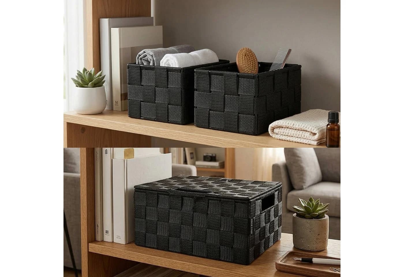 Youyijia Aufbewahrungskorb 5er-Set Stapelbar Schwarz - Bild 5