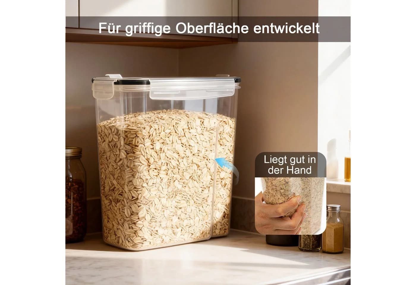 Youyijia Vorratsdosen Set 4L 4-teilig Luftdicht Transparent Kunststoff - Bild 5