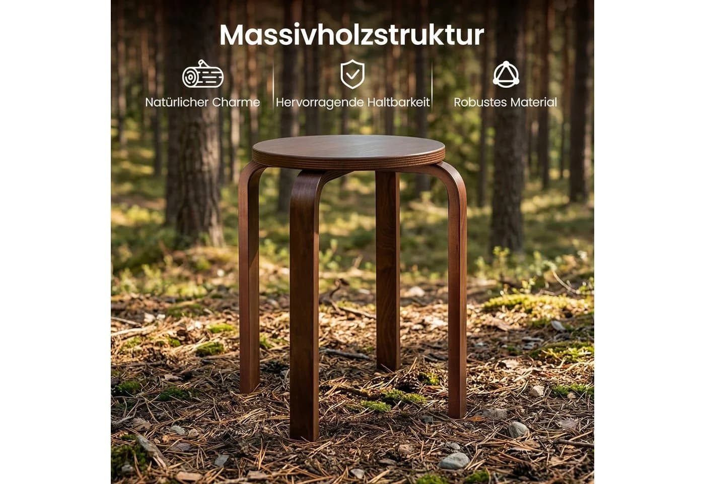Youyijia Esszimmerstühle 4er Set Stapelbar Holzoptik Braun - Bild 5