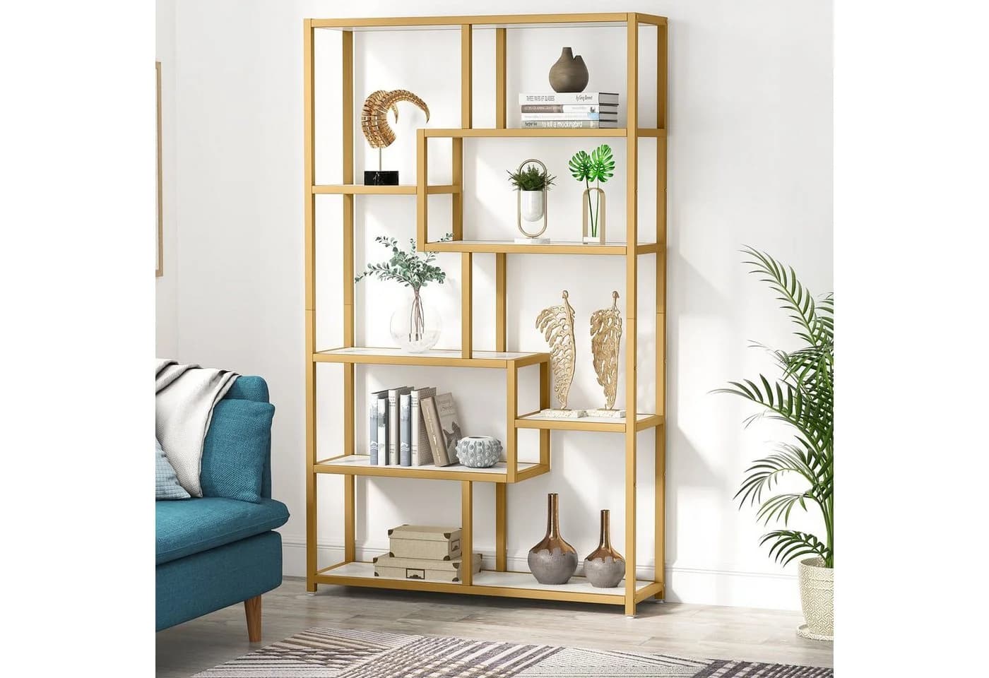 Tribesigns Eck-Bücherregal 180 cm Goldfarben - Bild 3