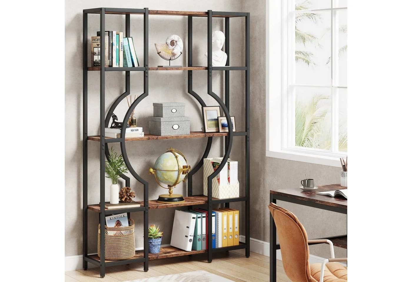 Tribesigns Bücherregal 176 cm Hoch Standregal 12 offene Regale Braun - Bild 3