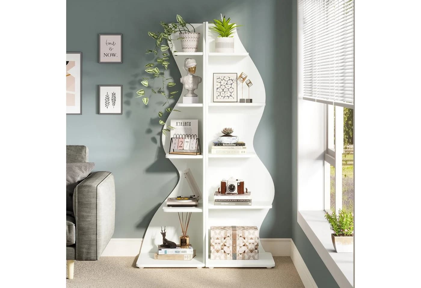 Tribesigns Eckregal 5-stöckiges Wand-Eck-Bücherregal Weiß - Bild 2