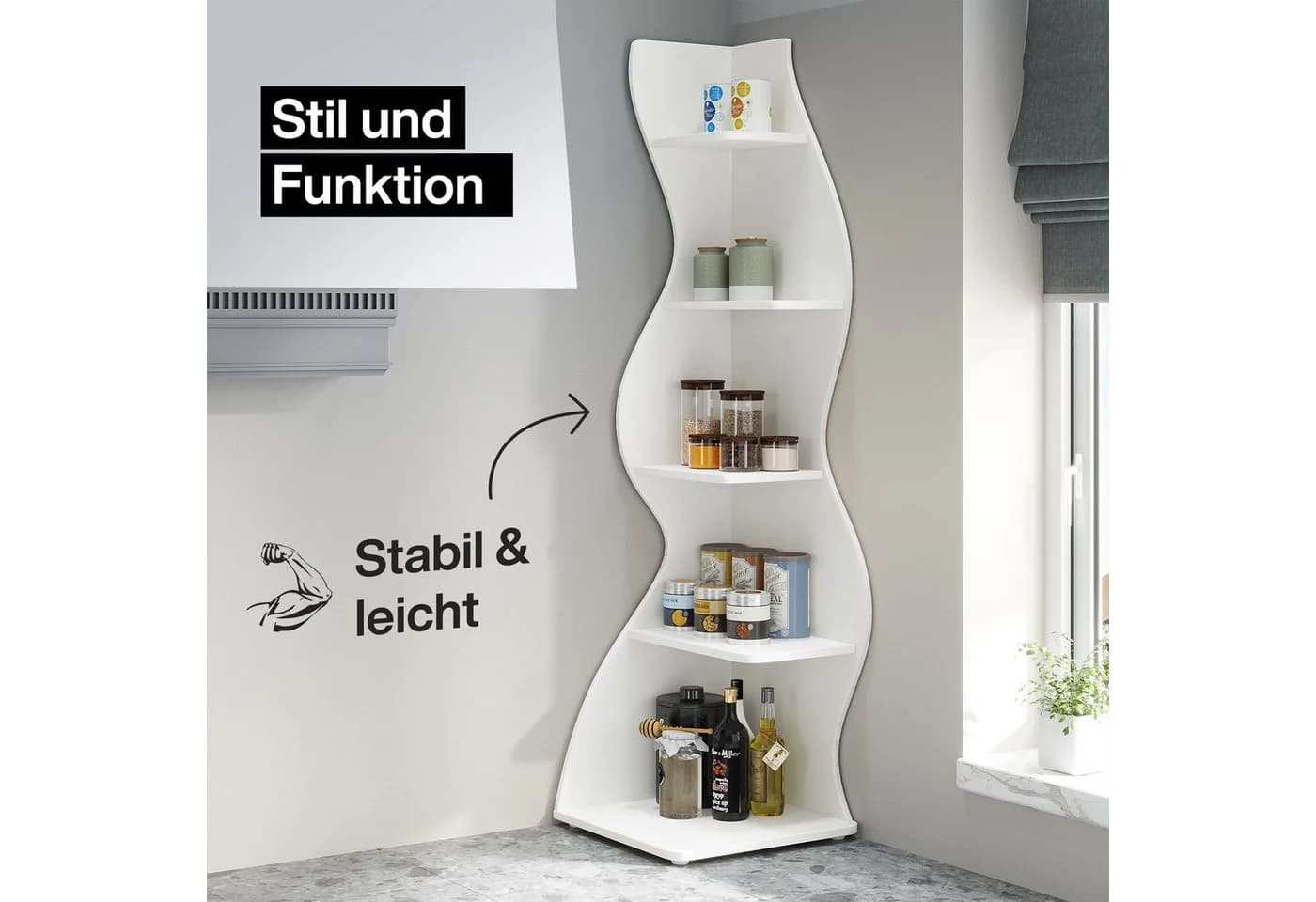 Tribesigns Eckregal 5-stöckiges Wand-Eck-Bücherregal Weiß - Bild 3