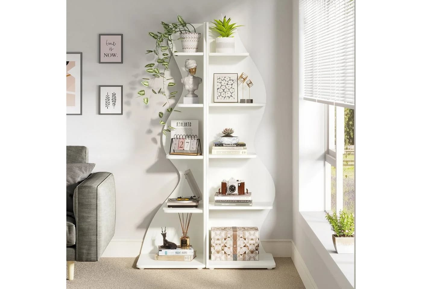 Tribesigns Eckregal 5-stöckiges Wand-Eck-Bücherregal Weiß - Bild 5