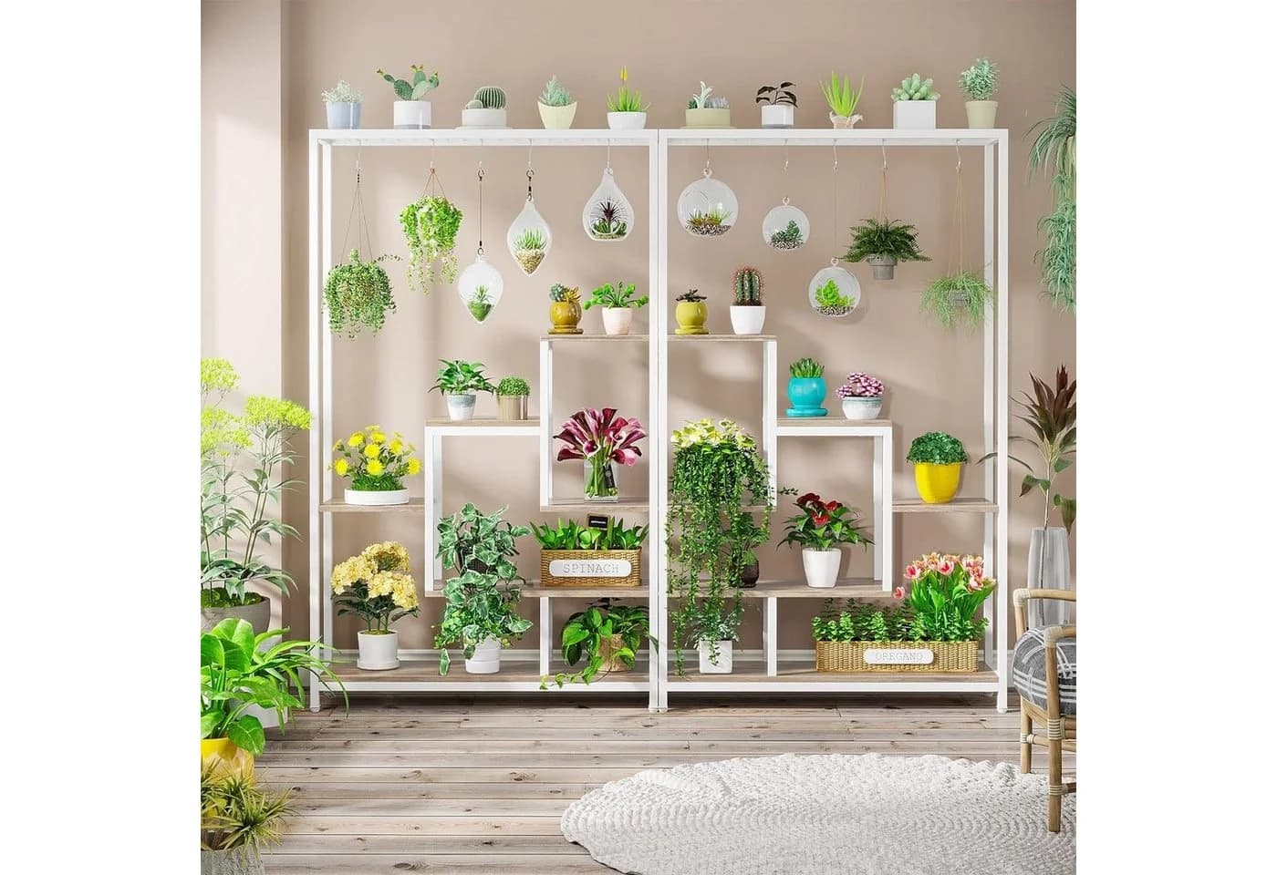 Tribesigns Blumenständer 5 Ebenen Pflanzenregal Weiß