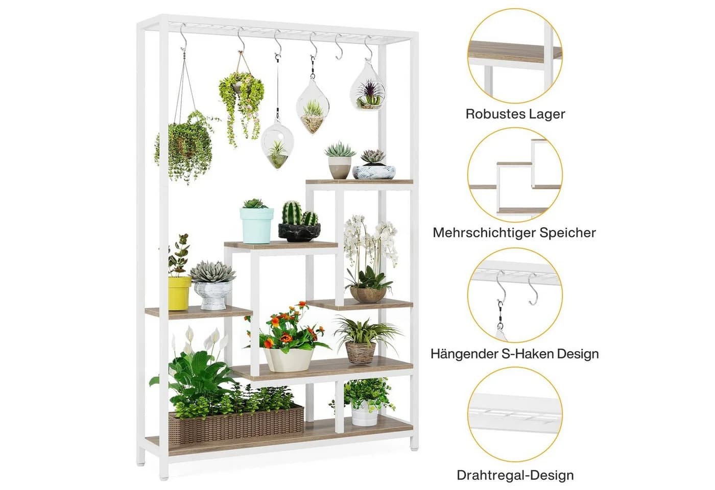 Tribesigns Blumenständer 5 Ebenen Pflanzenregal Weiß - Bild 5