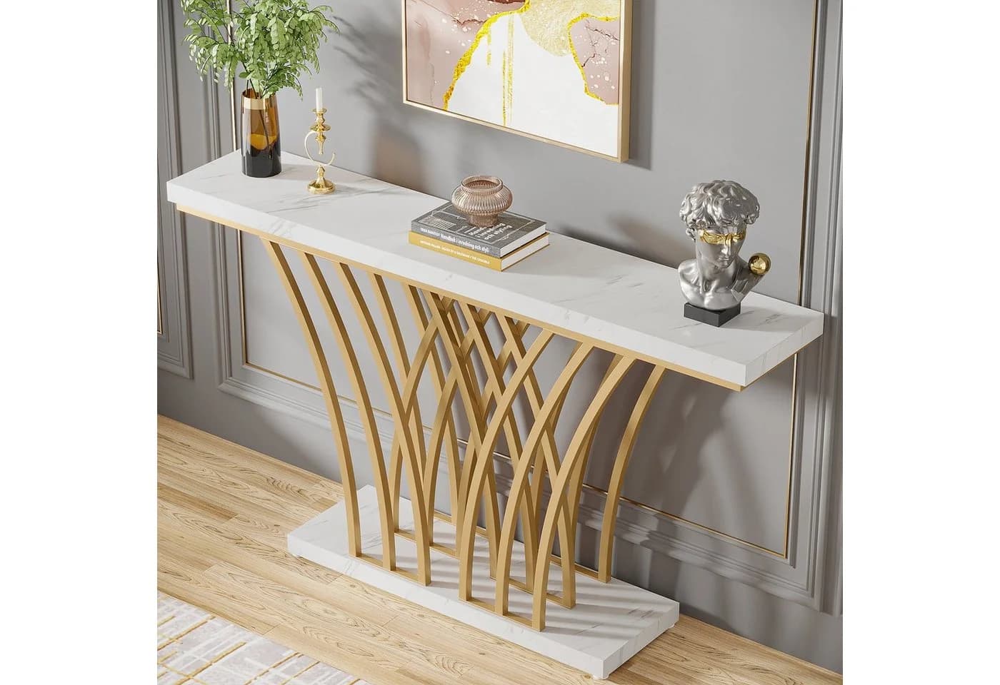 Tribesigns Konsolentisch Gold Marmoroptik 150x29.5x80 cm - Bild 5