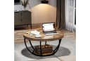 Tribesigns Couchtisch Rund Industrial 2-Tier Holzmaserung Schwarz Bild 1