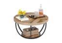 Tribesigns Couchtisch Rund Industrial 2-Tier Holzmaserung Schwarz Bild 2