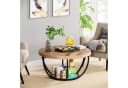 Tribesigns Couchtisch Rund Industrial 2-Tier Holzmaserung Schwarz Bild 5