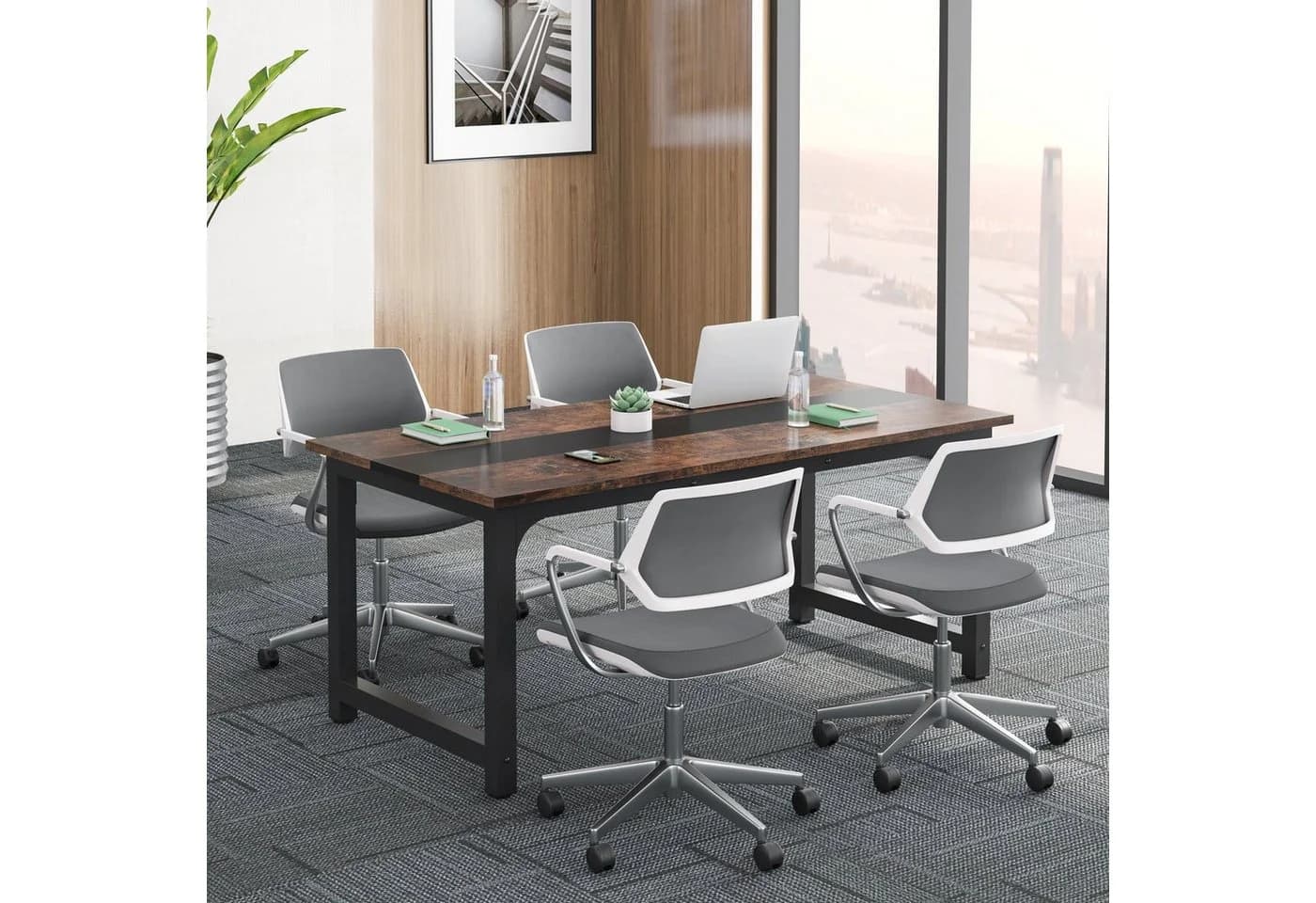 Tribesigns Computertisch 160 x 80 cm Industriell Grau/Schwarz - Bild 4