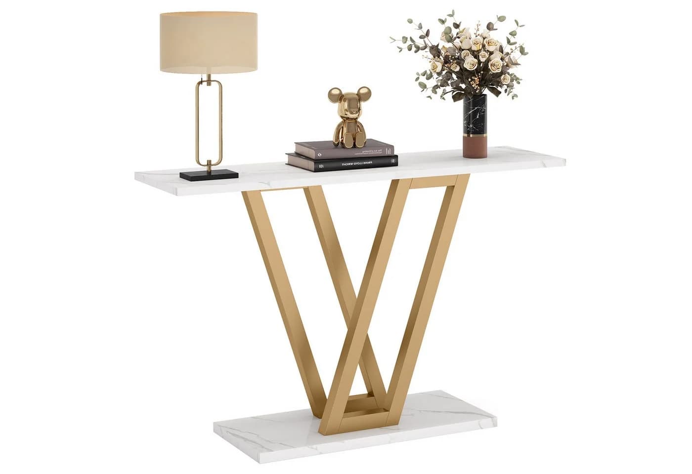 Tribesigns Konsolentisch Industrie Flurtisch 110cm Gold - Bild 2