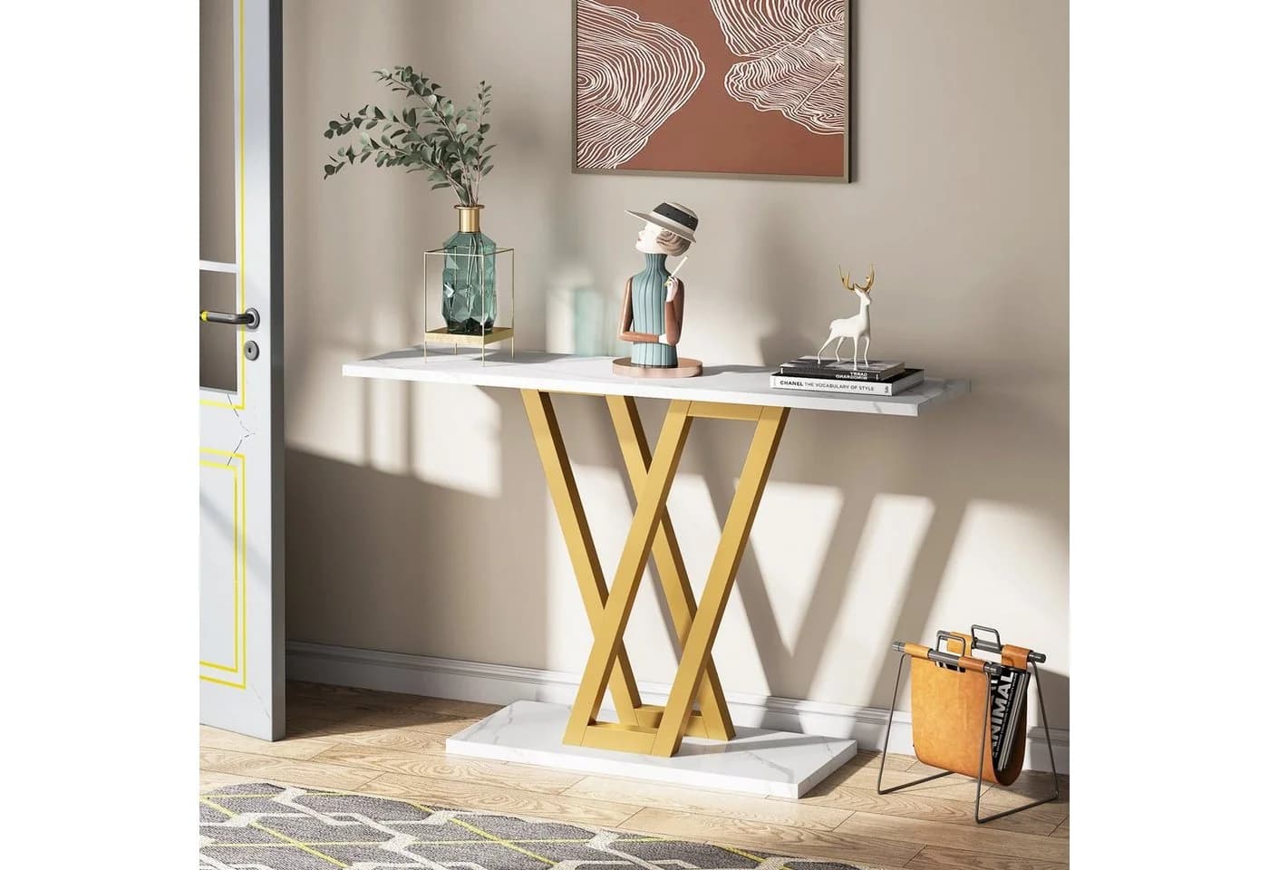 Tribesigns Konsolentisch Industrie Flurtisch 110cm Gold - Bild 4
