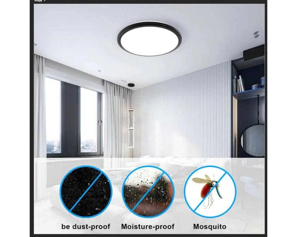 Riserva LED Deckenleuchte Schwarz Rund IP65 Feuchtraum 24W