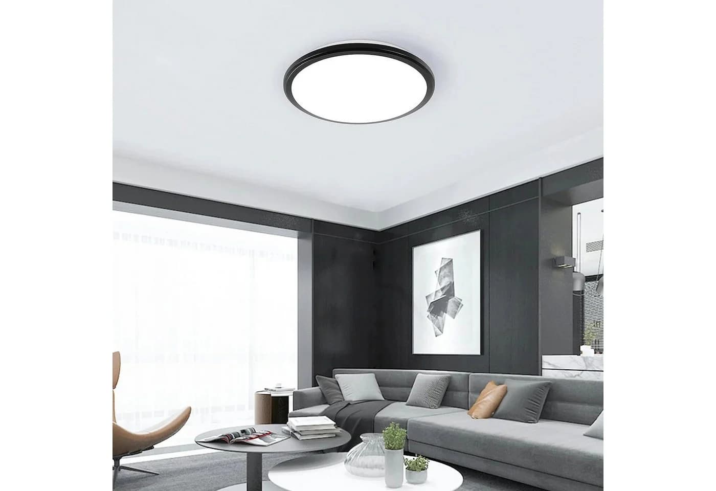 Riserva LED Deckenleuchte Schwarz Rund IP65 Feuchtraum 24W - Bild 4