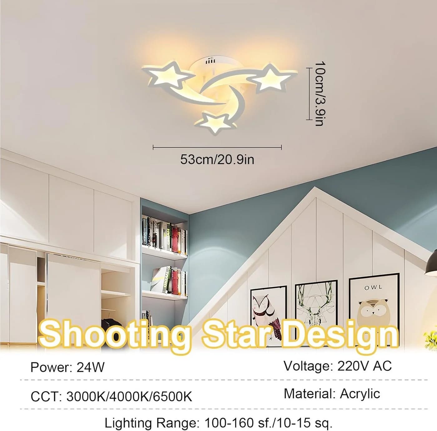Riserva LED Deckenleuchte Meteor Design 24W Weiß 3-farbig Acryl