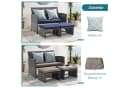 JOIVI Gartenbank Outdoor Loveseat 3-tlg Grau Rattan mit 2 Hockern Bild 3