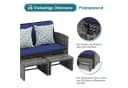 JOIVI Gartenbank Outdoor Loveseat 3-tlg Grau Rattan mit 2 Hockern Bild 4