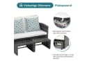 JOIVI Gartenbank Outdoor Loveseat Grau Rattan 3-tlg Set mit 2 Hockern Bild 5