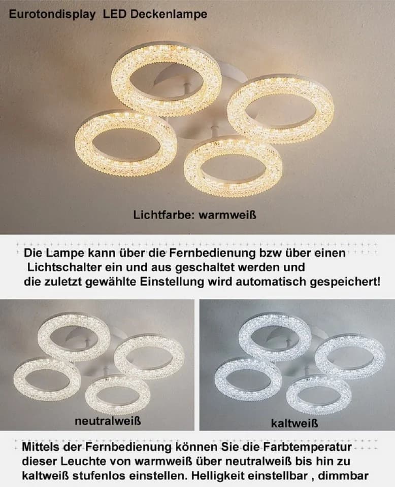 Eurotondisplay LED Deckenleuchte mit Fernbedienung dimmbar - Bild 4