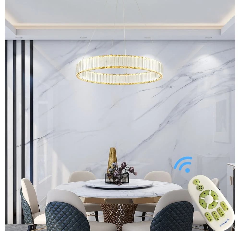 Euroton LED Pendelleuchte Kristall Fernbedienung Lichtfarbe einstellbar