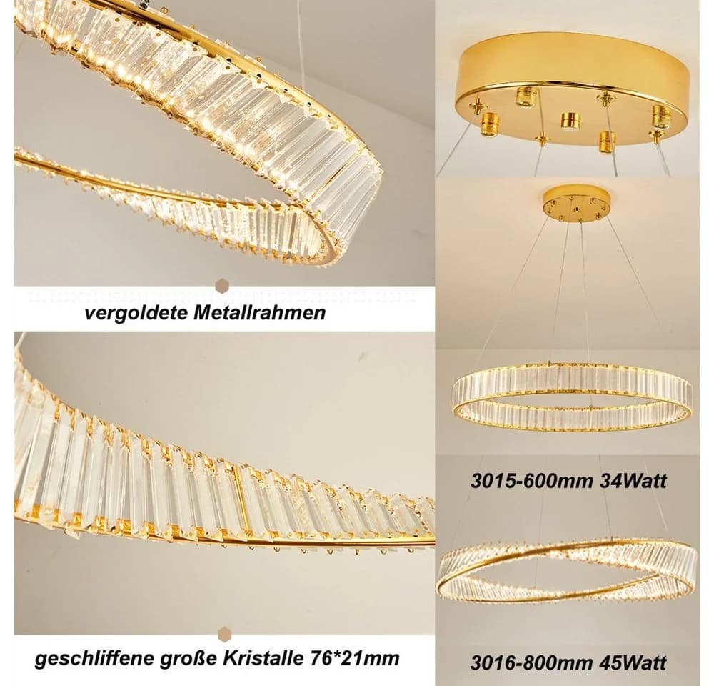 Euroton LED Pendelleuchte Kristall Fernbedienung Lichtfarbe einstellbar - Bild 5