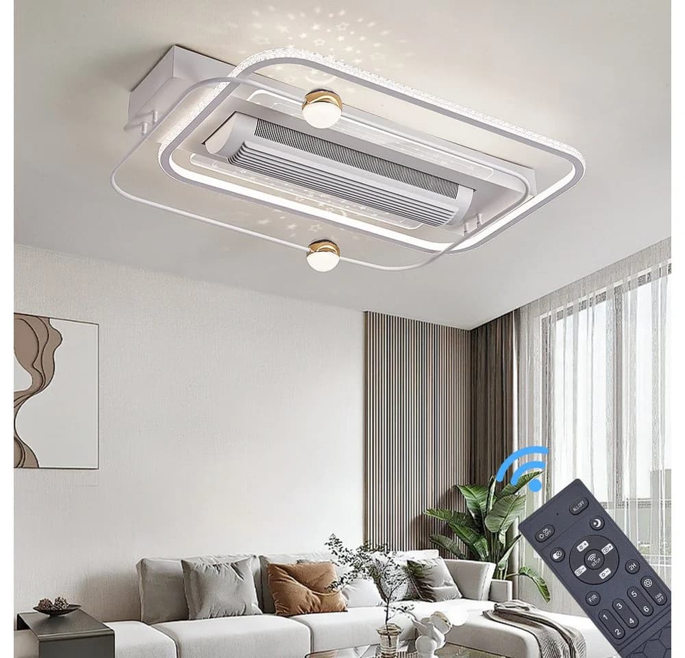 Euroton Deckenventilator mit LED-Beleuchtung und Fernbedienung, 20 cm Durchmesser
