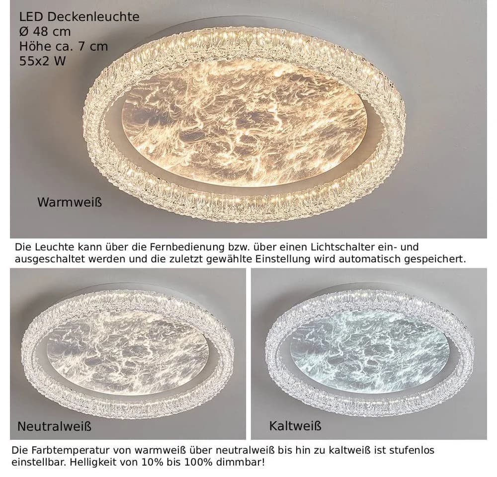 Eurotondisplay LED Deckenleuchte Fernbedienung Lichtfarbe/Helligkeit einstellbar - Bild 5