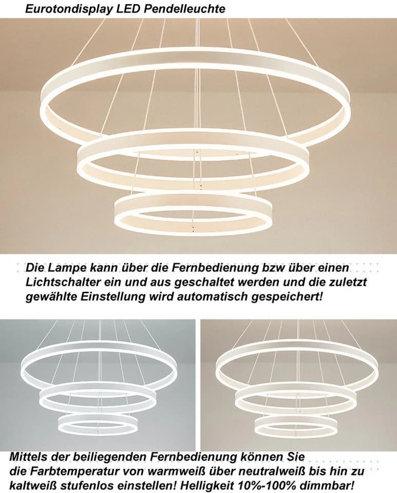Eurotondisplay LED Pendelleuchte 2137 40x60x80 cm mit Fernbedienung - Bild 3