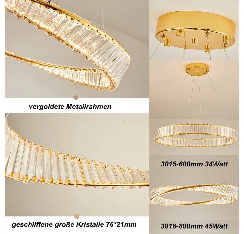 Eurotondisplay LED Deckenleuchte Pendelleuchte Kristall Fernbedienung - Bild 5