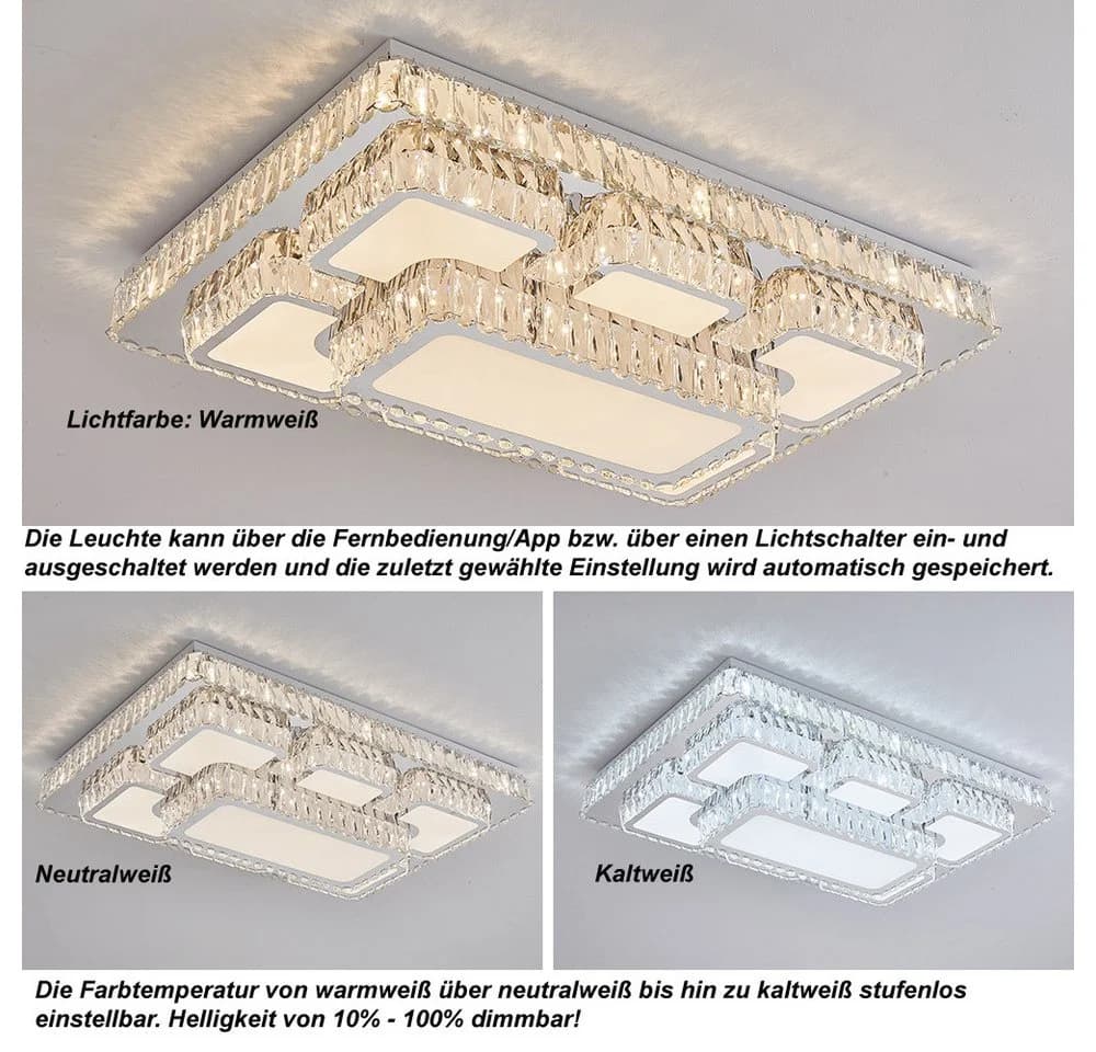 Eurotondisplay LED Deckenleuchte Kristall Lichtfarbe einstellbar - Bild 3