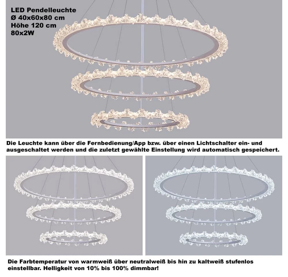 Eurotondisplay LED Deckenleuchte Fernbedienung/Handy-App Lichtfarbe einstellbar - Bild 5