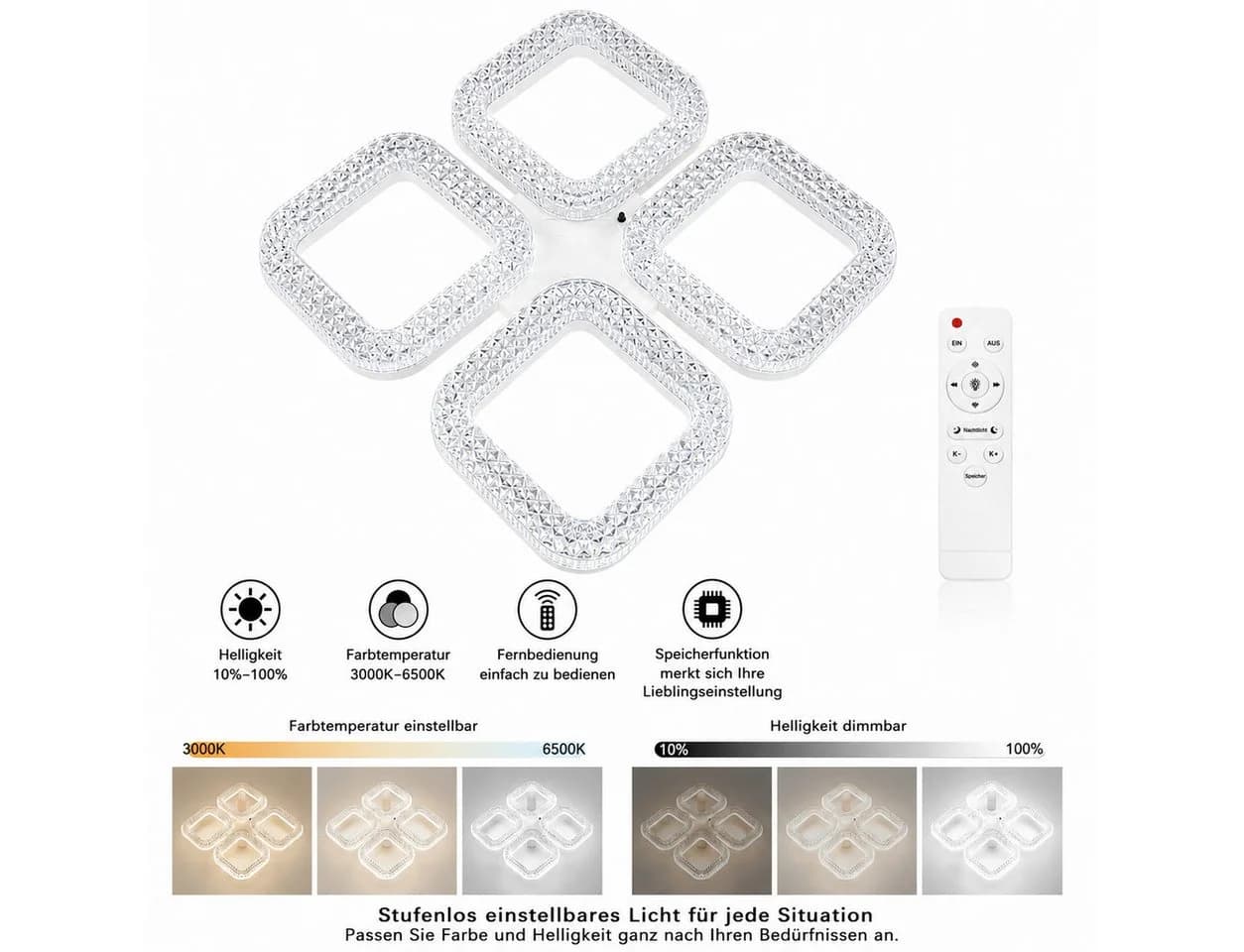 Eurohandisplay LED Deckenleuchte dimmbar mit Fernbedienung - Bild 5