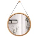 Verstellbarer Bambus- und Leder-Badspiegel, Natur, 45x45x1cm Bild 2