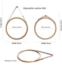Verstellbarer Bambus- und Leder-Badspiegel, Natur, 45x45x1cm Bild 3