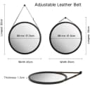 Verstellbarer Bambus- und Leder-Badspiegel, Natur, 45x45x1cm Bild 4