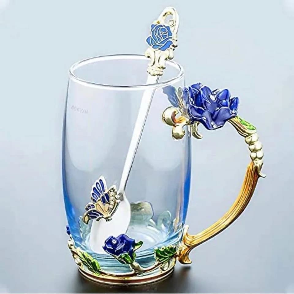 little dove Teetasse mit Blumengriff aus Borosilikatglas Rot - Bild 3
